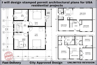 prepare and stamp architectural, mep, framing, and site plan drawings for permit