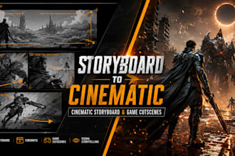 create cinematic game storyboard sequence and cutscenes