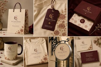design complete clothing brand identity with mockups