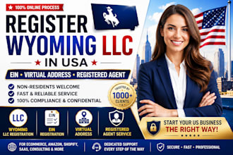 register wyoming llc in USA with ein, virtual address and registered agent