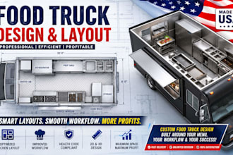 design food truck, mobile kitchen and concession trailer layout