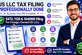 handle US llc tax filing, 5472, 1120, and 1040nr professionally