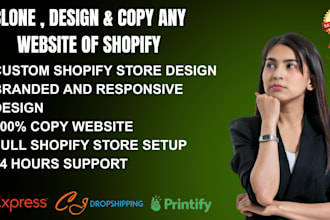 clone shopify store, copy shopify store and design or redesign shopify website