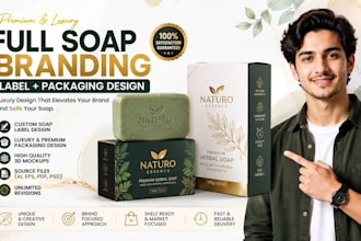 design luxury label for herbal soap, handmade, baby, skincare, cosmetic package
