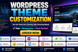 customize wordpress theme, elementor, woocommerce expert