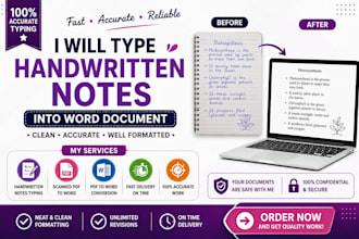 type handwritten and scanned documents into word