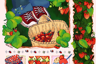draw cute digital illustrations and custom sticker design