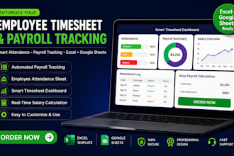 create and automate employee timesheet for attendance and payroll tracking