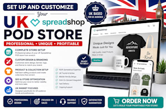 set up and customize your UK spreadshop pod store with branded designs