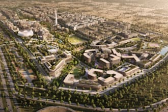 design 3d large scale site plan layout urban city masterplan real estate render