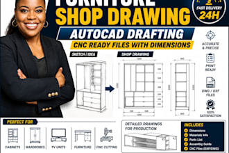 furniture shop drawing autocad drafting cnc ready files with dimensions
