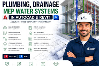 design plumbing, drainage plans, mep water systems in autocad and  revit