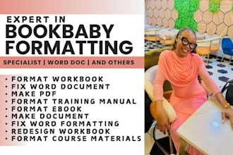 do bookbaby formatting, word document formatting, bookbaby printing specialist