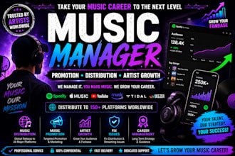 be your music manager for promotion distribution and artist growth