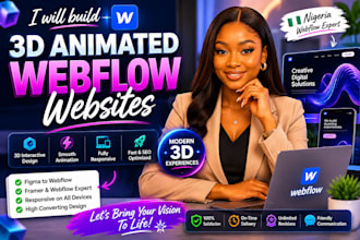 develop responsive 3d webflow website with interactive animations