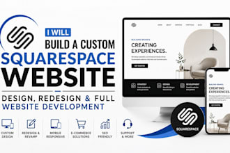 build a custom squarespace website design redesign full website development