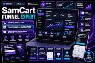 create samcart thrivecart landing page sales funnel online course clickfunnels
