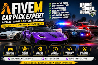 create custom fivem car pack, replace gta v cars, addon cars and liveries