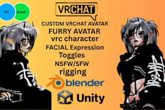 create custom vrchat avatar, vrc character furry avatar and nsfw model
