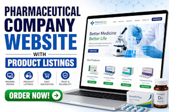 design pharmaceutical company website with product listings