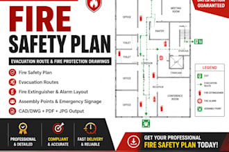 design fire safety plans, evacuation routes, and fire protection drawings