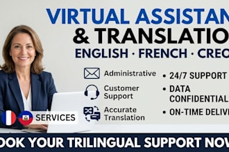 be your professional english french and creole virtual assistant or translator