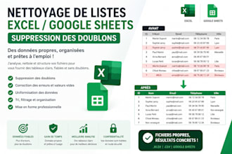nettoyage de liste excel google sheets