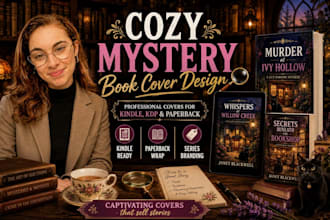 design cozy mystery ebook cover and paperback cover design for KDP