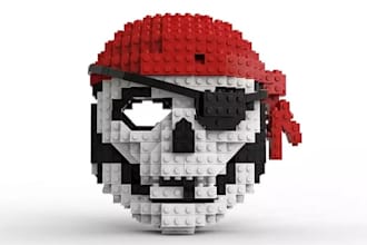 design 3d lego model, lego moc, 3d minifigures with pdf instruction