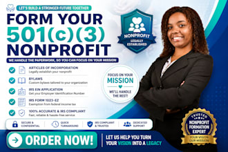 form your 501c3 nonprofit with articles of incorporation, bylaws, ein, 1023ez