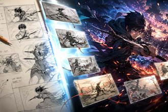 create professional anime storyboard illustration