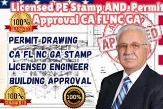 licensed pe stamp and permit approval ca fl nc ga, structural engineer services