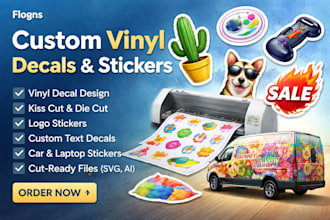 design custom vinyl decals, stickers and cut ready designs