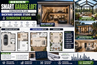 design smart garage loft conversion plan and backyard garage studio adu sunroom