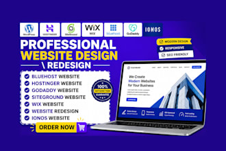 design, redesign godaddy wordpress website bluehost website hostinger,  godaddy