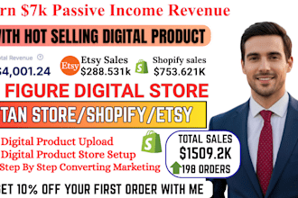 setup 7figure shopify digital product,etsy shop, stan store digital store