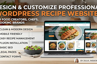 create a modern wordpress recipe blog website