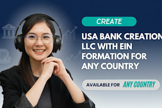 create USA bank for llc owners, setup mercury, wise, payoneer, llc formation