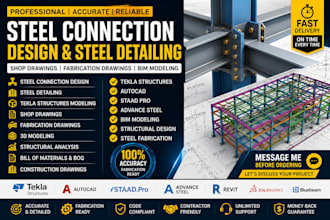 steel connection, steel detailing, tekla structures, structural analysis