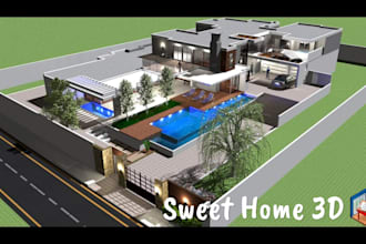 create realistic 3d floor plans and renderings using sweet home 3d and sketchup