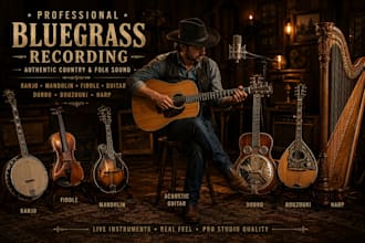 deliver authentic bluegrass banjo, mandolin, fiddle country guitar recordings