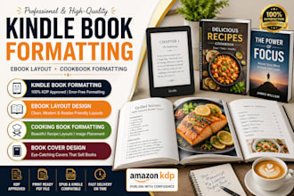 do kindle book formatting, ebook layout, book cover design , and cooking book