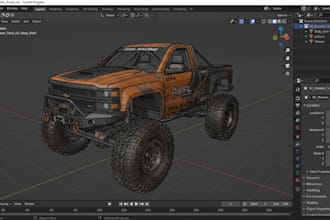 create realistic 3d truck model vehicle model rc car truck body for game, print