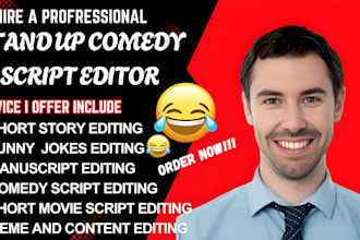 edit, proofread, standup comedy book, skit, speech, jokes, memoir book editor