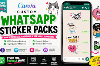 do custom animated whatsapp stickers pack, gif, telegram stickers, emoji, icons