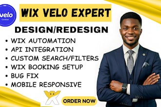 do wix automation, wix booking setup, wix velo coding, api integration, bug fix