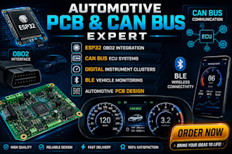 automotive digital instrument cluster pcb, esp32 obd2 can bus ecu ble dashboard