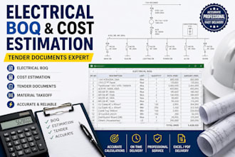 make technical electrical boqs, cost estimations, assess equipment ratings