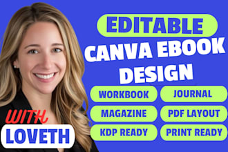 design editable canva ebook, photobook, workbook, journal and magazine design