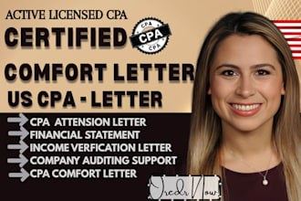 provide US CPA letter, CPA comfort letter and income verification letter